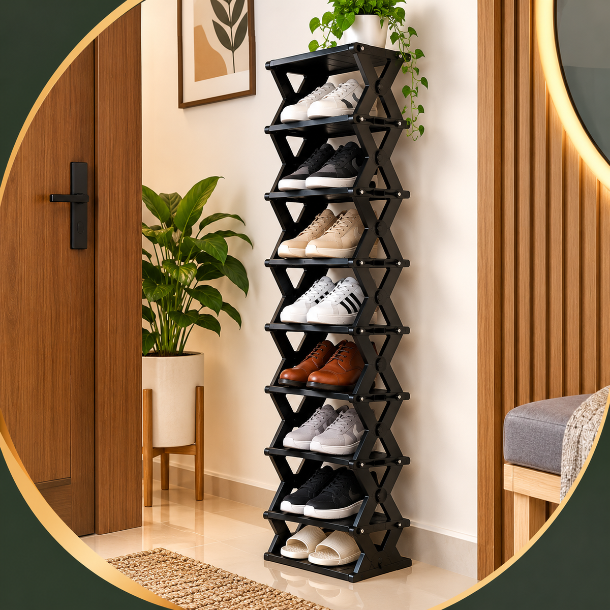X-Shaped Shoe Rack